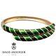 Rare DAVID ANDERSEN Sterling Silver Green Dark Enamel Bypass Bangle Bracelet