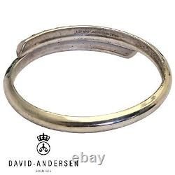 Rare DAVID ANDERSEN Sterling Silver Green Dark Enamel Bypass Bangle Bracelet