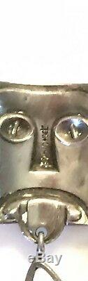 Rare Early David Andersen Enamel Face Mask Brooch Sterling Silver
