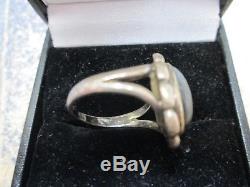 Rare Early Georg Jensen Copenhagen 830 Silver Signed #19 & Lapis Ring Size 6