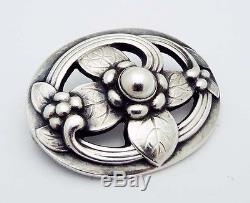 Rare Georg Jensen Denmark Floral Pin Brooch in Sterling Silver # 138