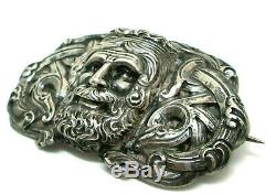 Rare HENRIK MOLLER 830 Silver NORWEGIAN Dragestil Trondheim KING Pin BROOCH GOT