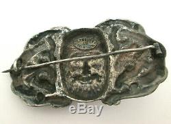 Rare HENRIK MOLLER 830 Silver NORWEGIAN Dragestil Trondheim KING Pin BROOCH GOT