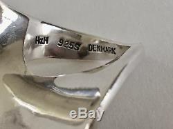 Rare Hans Hansen 1960s Sterling Silver Modern Ring Denmark Vintage Georg Jensen