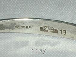 Rare N E From Denmark Sterling Nephrite Jade Bangle Bracelet- #13- 1960's