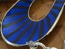 Rare Oystein Balle Mid Century Sterling Silver and Enamel Op Art Necklace