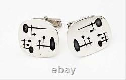 Rare Scandinavian Designer Novitt Abstract Mod Sterling Cufflinks Circa 1960s