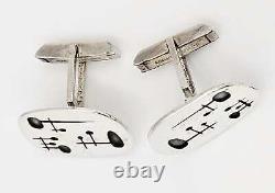 Rare Scandinavian Designer Novitt Abstract Mod Sterling Cufflinks Circa 1960s