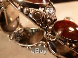 Rare Sterling Silver & Amber Fish Ensemble N E From Denmark Bracelet Earrings
