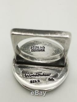 Rare! Vintage Carl Antonsen Denmark Sterling Silver Lapiz Stone Ring