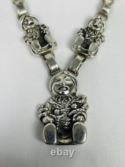 Rare Vintage Navajo CAROL FELLEY Sterling Silver Storyteller Y/Drop Necklace 925