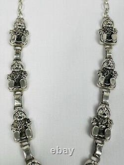 Rare Vintage Navajo CAROL FELLEY Sterling Silver Storyteller Y/Drop Necklace 925