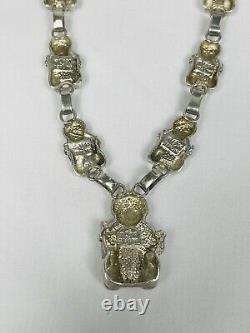 Rare Vintage Navajo CAROL FELLEY Sterling Silver Storyteller Y/Drop Necklace 925