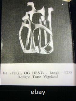 Rare Vintage Tone Vigeland Norway Design Plus Sterling Fugl Og Hest Brooch Pin