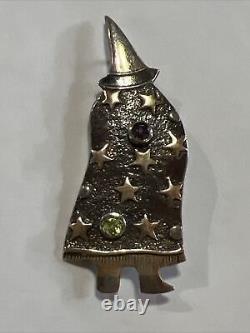 Rare ZEALANDIA Handcrafted Gemstone Sterling Silver Mystic Wizard Brooch Pendant