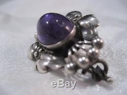 Rare and early Georg Jensen silver and amethyst brooch #30 1915-1925