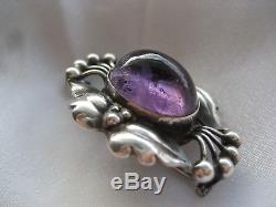 Rare and early Georg Jensen silver and amethyst brooch #30 1915-1925