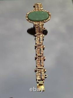 Reino saastamoinen vintage bronze bracelet Finland Moss Agate SCANDINAVIAN