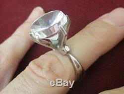 Ring Sterling Silver Vintage Huge Crystal Ring Lantz Tana Sweden Size 6 1/2