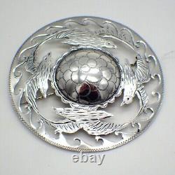 Round Brooch Seagull Decorations Scandinavian 830 Silver