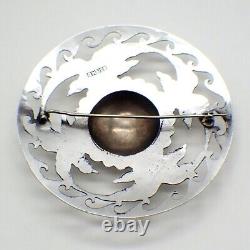 Round Brooch Seagull Decorations Scandinavian 830 Silver