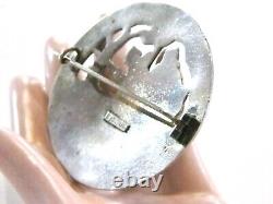 Round Silver Antique / Vintage 830s Historical Hakon Hakonsson Pin Brooch Norway