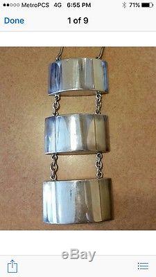 SALE! Georg Jensen 1960's Sterling Silver Rectangular Drop Pendant Necklace