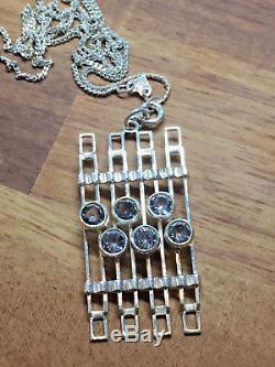 Salovaara Pendant Necklace Crystal Vintage Sterling Silver Finland Mid century