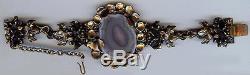 Sarpaneva Finland Fabulous Vintage Ornate Bronze & Agate Bracelet