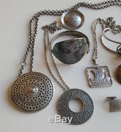 Scandinavian 1930-60 Pewter Jewelry Set 16 Pieces Jorgen Jensen, Logeskov