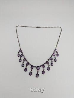 Scandinavian Gilt Amethyst Festoon Bib Necklace Antique Victorian