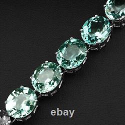 Seafoam Green Paraiba Tourmaline 89.40Ct 925 Sterling Silver Handmade Bracelets