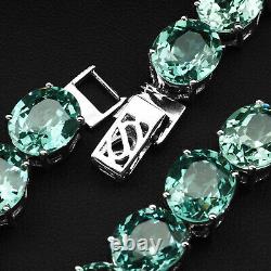 Seafoam Green Paraiba Tourmaline 89.40Ct 925 Sterling Silver Handmade Bracelets