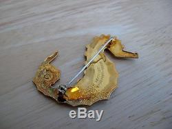 Seahorse Pin / Brooch Guilloche Enamel Sterling Silver David Andersen