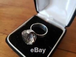 Signed Alton Modernist Sterling Swedish Rock Crystal Ring Size 6 Swedan 1970