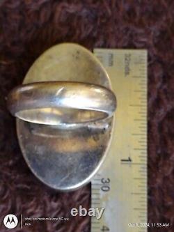 Sterling Silver Amber Ring Scandinavian Danish Midcentury Artisan 925 Sz6 Signed