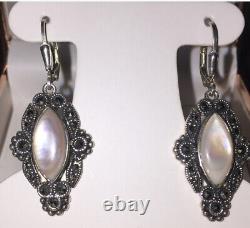 Sterling Silver Folk Art Earrings Long Ornate Cutwork Tulip Maiden Dragon OOAK