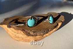 Sterling Silver Scandinavian with Persian Turquoise Cuff Bracelet And Ring Vtg