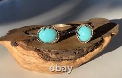 Sterling Silver Scandinavian with Persian Turquoise Cuff Bracelet And Ring Vtg