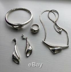 Sterling Silver set necklace bracelet ring earrings Norway Norwegian