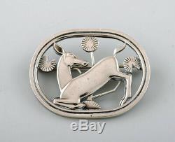 Sterling silver brooch by Georg Jensen. Design number 256. Deer motif