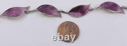 Sterling silver ladies 7.5 purple enamel leaf bracelet David Andersen Denmark