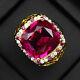 Striking Pink Rubellite Tourmaline 17Ct 925 Sterling Silver Handmade Gold Rings