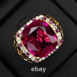 Striking Pink Rubellite Tourmaline 17Ct 925 Sterling Silver Handmade Gold Rings