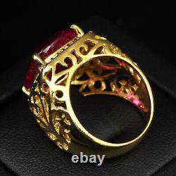 Striking Pink Rubellite Tourmaline 17Ct 925 Sterling Silver Handmade Gold Rings