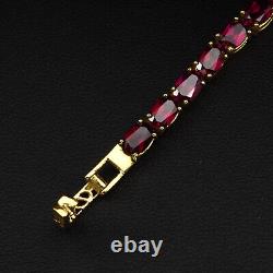 Striking Red Rubellite Tourmaline 17.30Ct 925 Sterling Silver Handmade Bracelets