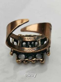 Studio Else & Paul ring vtg bronze Norway Norwegian Scandinavian jewelry 70t