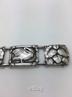 Stunning Modernist Georg Jensen Sterling Silver Bracelet With Swans