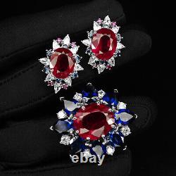 Stupendous Blood Red Ruby Rare 38.20Ct 925 Sterling Silver Handmade Jewelry Sets