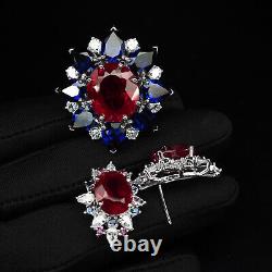 Stupendous Blood Red Ruby Rare 38.20Ct 925 Sterling Silver Handmade Jewelry Sets